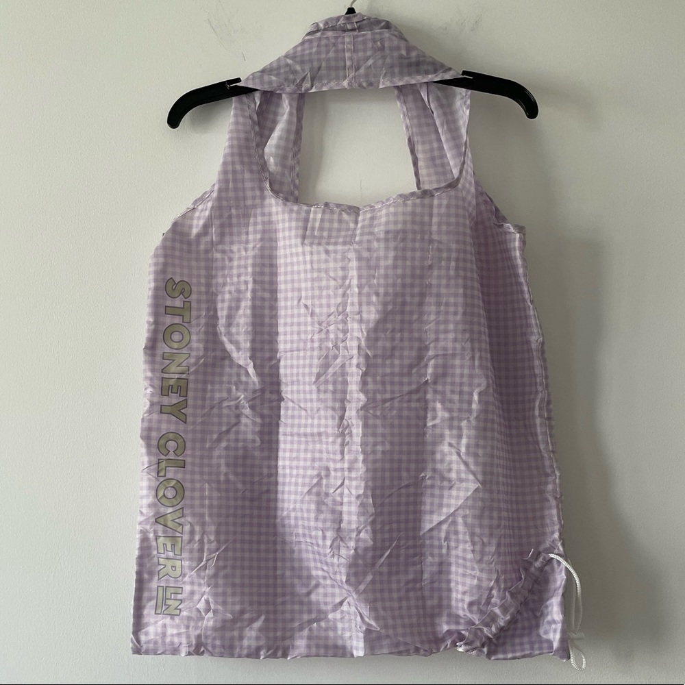Stoney Clover Lane Lavender Gingham Reusable Tote Shopping Bag